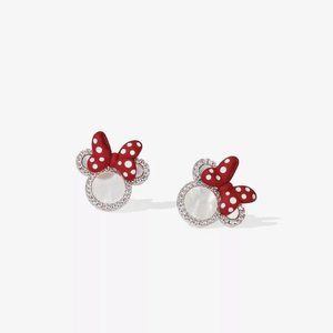 Red and Silver Bow Earrings